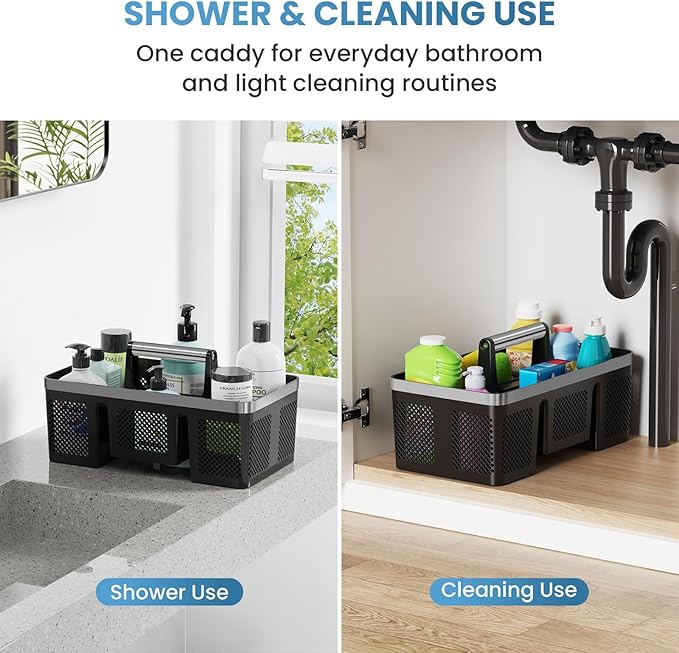 BYUNER 2Pack Plastic Shower Caddy: Portable Hard Bathroom Basket Tote - Image 2