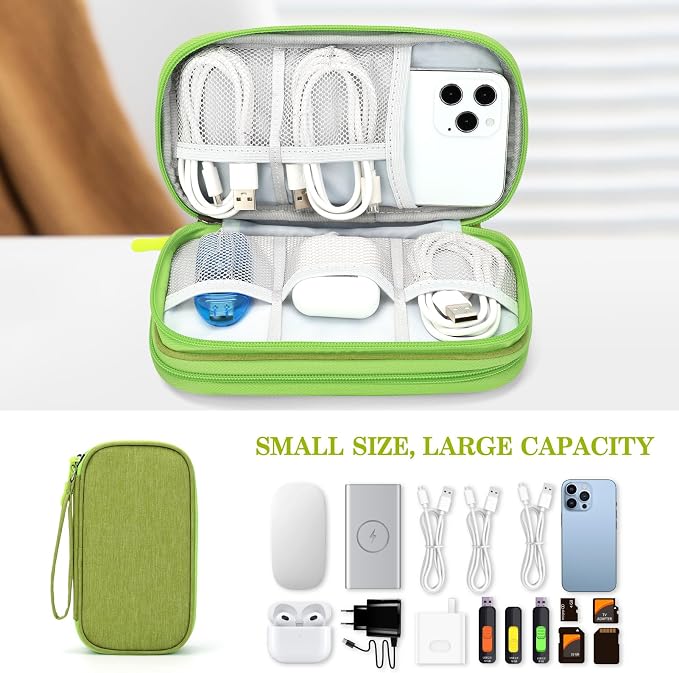 FYY Electronic Organizer, Travel Tech Pouch Bag, Cable Organizer Green | Wrist - Image 6