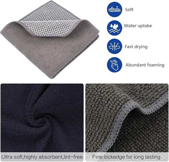 SINLAND Dish Cloth for Washing Dishes Kitchen Washcloth Cleaning Cloth - Image 3