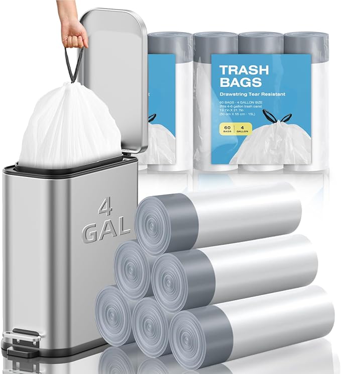 KSSKSS 4 Gallon Mini Drawstring Trash Bags, Small Garbage Bags by KSSKSS - Image 8