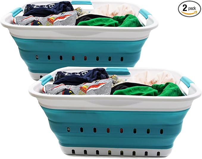 SAMMART 42L Collapsible Plastic Laundry Basket by SAMMART