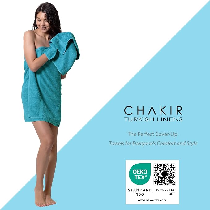 Chakir Turkish Linens 100% Cotton 8-Piece Towel Set, Aqua | Premium Towel Set - Image 3