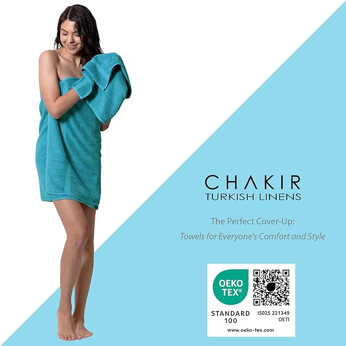 Chakir Turkish Linens 100% Cotton 4-Pack Washcloths 13x13, Aqua | Premium - Image 5
