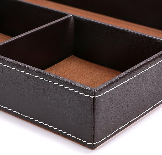BTSKY 4 slots Desk Drawer Organizer, PU Leather Drawer Storage Organizer Divider - Image 7