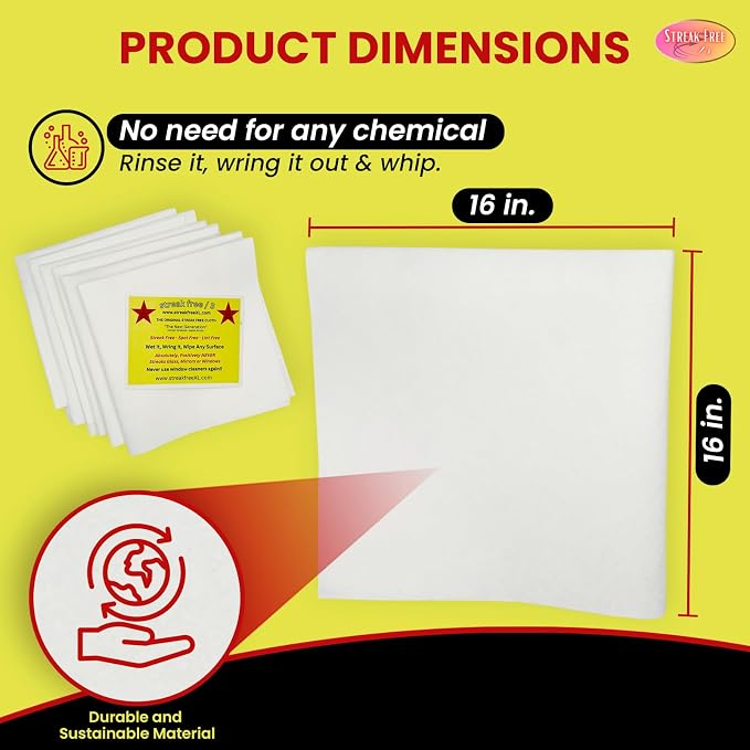 Streak Free/3 Microfiber Glass Cleaning Cloth, 6 Pack, Lint Free & Reusable | - Image 3