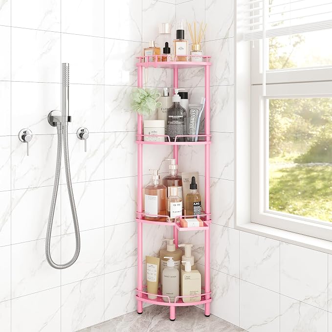 ELYKEN Corner Shower Caddy Standing, 4 Tier Metal Shower Organizer by ELYKEN