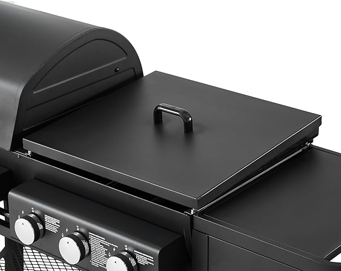 5-Burner Propane Gas Grill with Grilling & Griddling Functions-751 Sq Inch Cooking Space,56000 BTU Output,3-in-1 Combo (Gas Grill + Flat Griddle + Side Burner),Easy-Clean Enamel-Coated Grates
