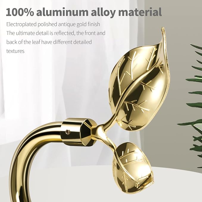 HIKMLK Leaf Shaped Curtain Tieback Holdbacks 2pcs, Handmade Metal Curtain Side - Image 2