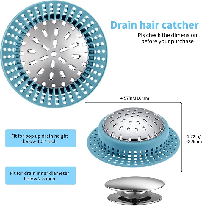 Aluvor Bathtub Drain Hair Catcher Shower Drain Cover Sink Drain Protector | - Image 2
