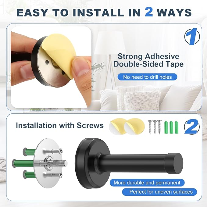 4 Pack Door Stops, 304 Stainless Steel Door Stoppers, Easy Installation - Image 2