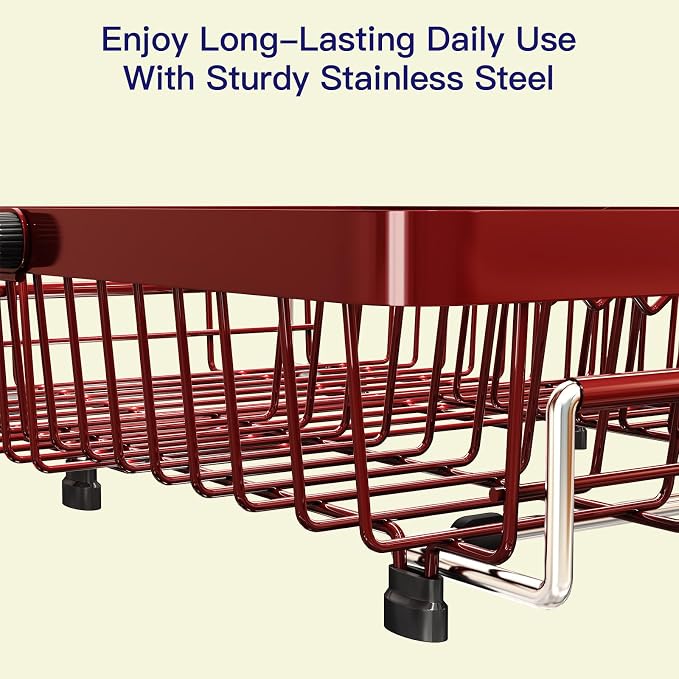 Red Dish Drying Rack Over The Sink - Image 5
