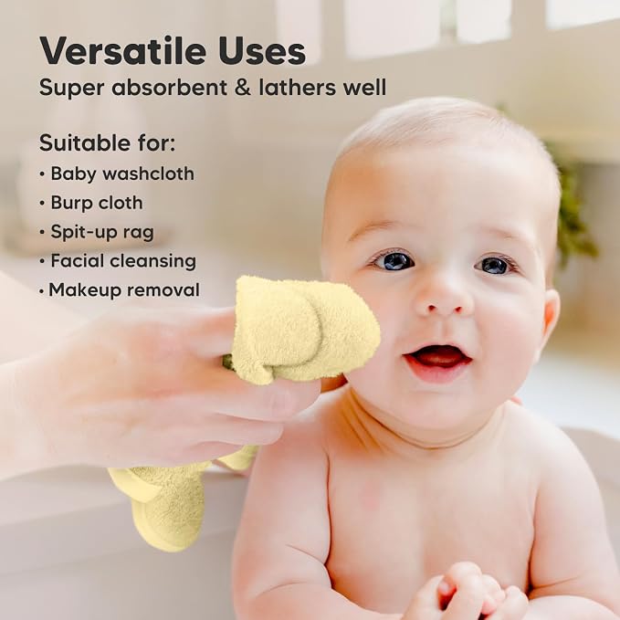 6-Pack Baby Washcloths, Soft Absorbent Washcloths - Image 6