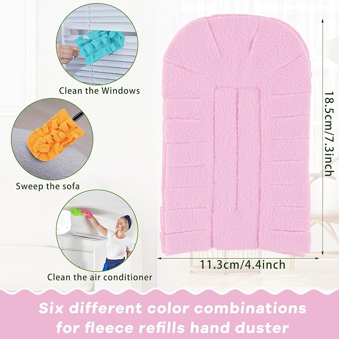 Zubebe 12 Pcs Reusable Duster Refills Fleece, Candy Color | Soft Polyester - Image 2
