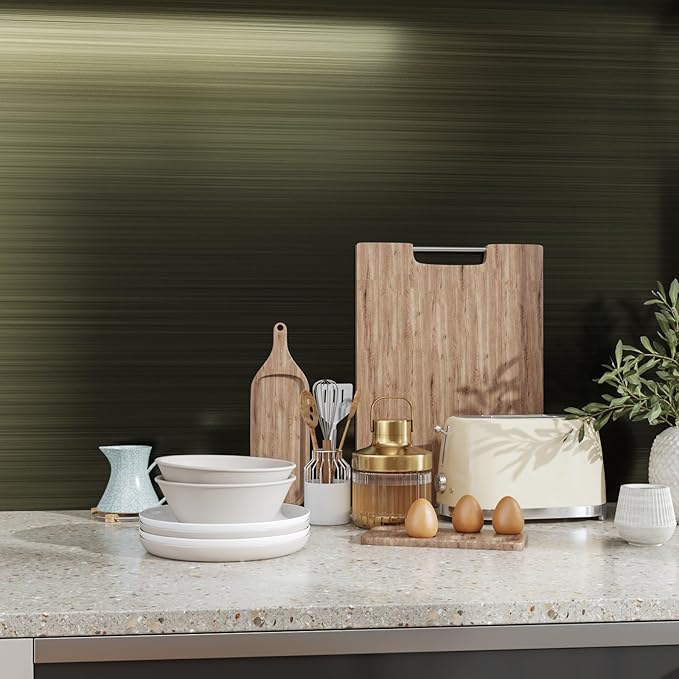 CRE8TIVE Thick Bronze Black Stainless Steel Contact Paper Peel and Stick 12"x80" Brushed Metallic Wallpaper Removable Heat Resistant Vinyl Roll for Kitchen Appliances Refrigerator Microwave Oven