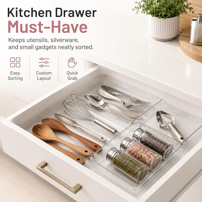 10 Pack Large Drawer Organizer Bins - Image 5