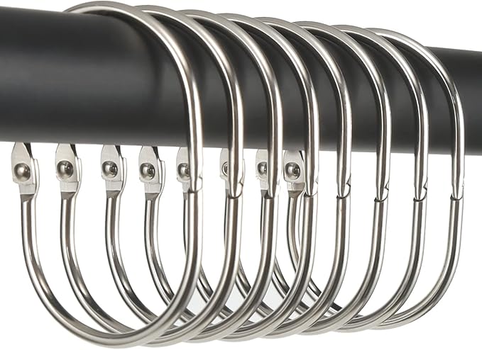Shower Curtain Rings, Oval Snap Shower Rings by Goowin