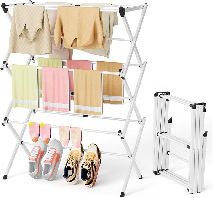 BAKON Space Saving Foldable Clothes Drying Rack, Extendable Rustproof Laundry by BAKON