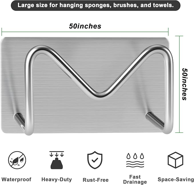 Luckyiren 2-Pack Stainless Steel Sponge Holder, Kitchen Sink Caddy Organizer - Image 3