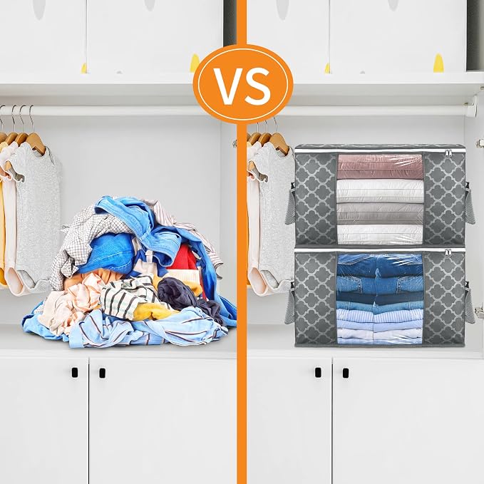90L Large Storage Bags, 6 Pack Clothes Storage Bins Closet Organizers | - Image 6