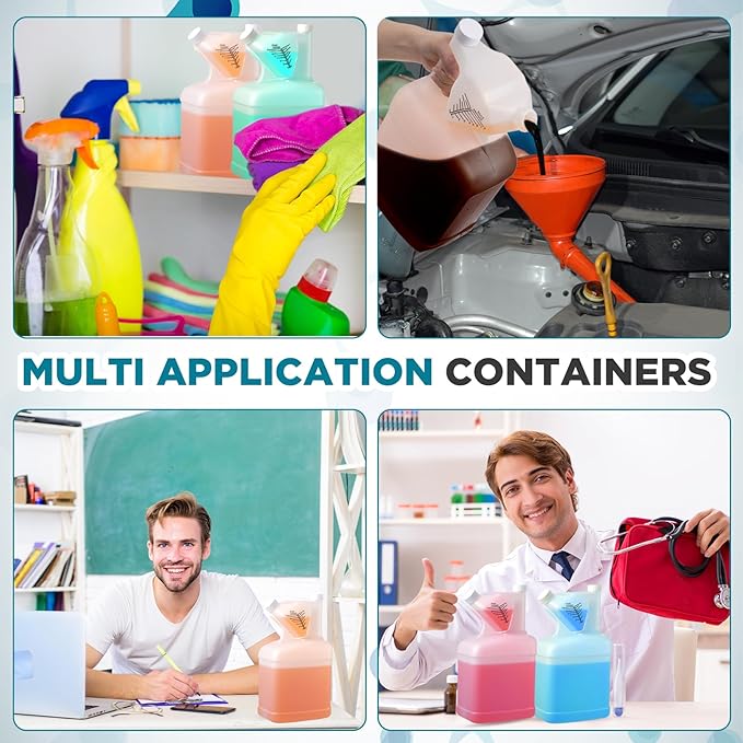 4 Pcs 128oz Measure Container and Pour Measuring Containers HDPE Plastic Measuring Bottle, 8oz Measure Capacity