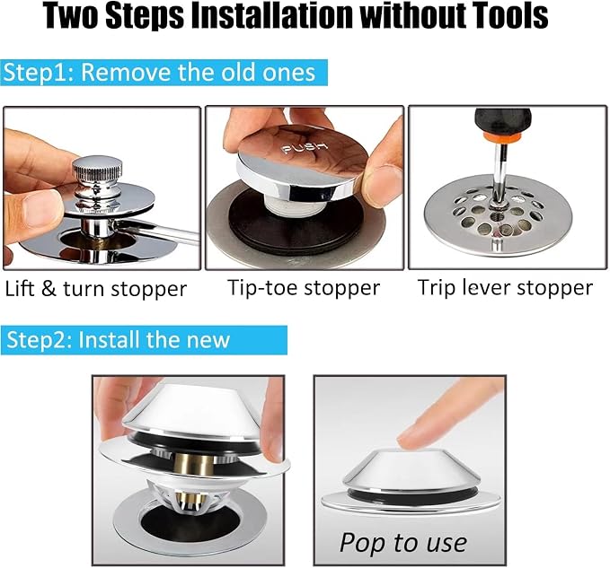 Anlige Bathtub Drain Stopper, Pop Up Tub Stopper Bottom - Image 3