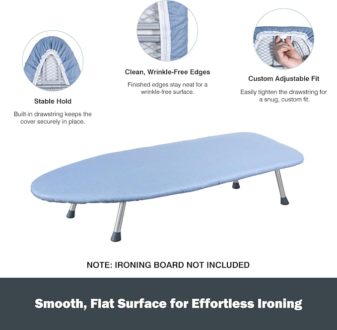 Small Ironing Board Cover and Pad 12.5”x30”, Silicone Coated Scorch Resistant - Image 3