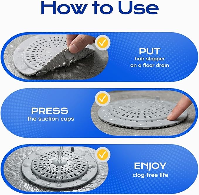 VLM 2 Pack Shower Drain Hair Catcher, Upgraded Drain Cover - Image 7