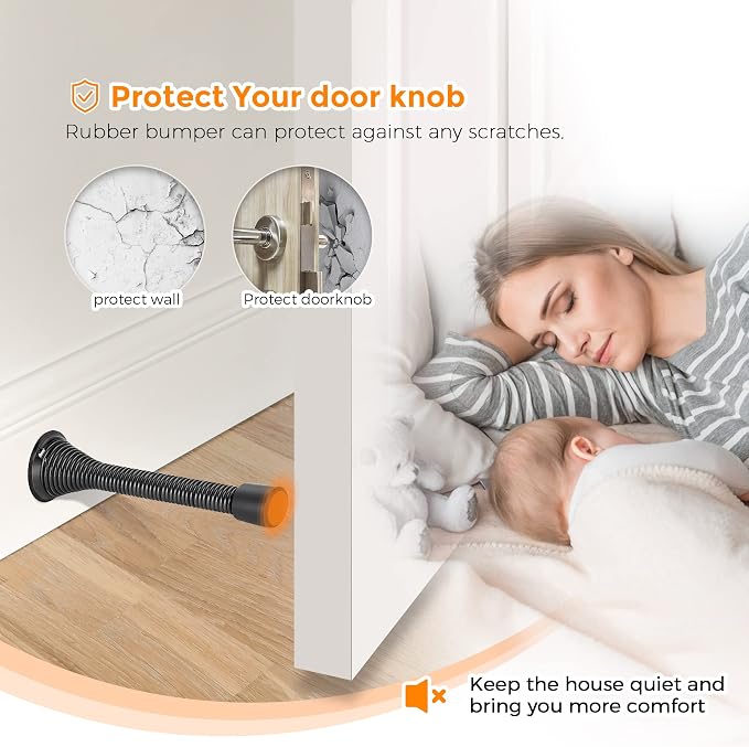 Ravinte Door Stoppers, 30 Pack Black Spring Door Stops - Image 6