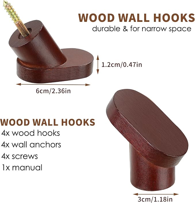Screw-In Foot Shape Wall Hooks—Solid Beech Wood, PU Water-Resistant Coating | 4 - Image 6