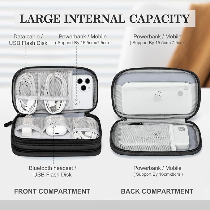 FYY Electronic Organizer, Travel Tech Pouch Bag, Cable Organizer Black | Wrist - Image 3