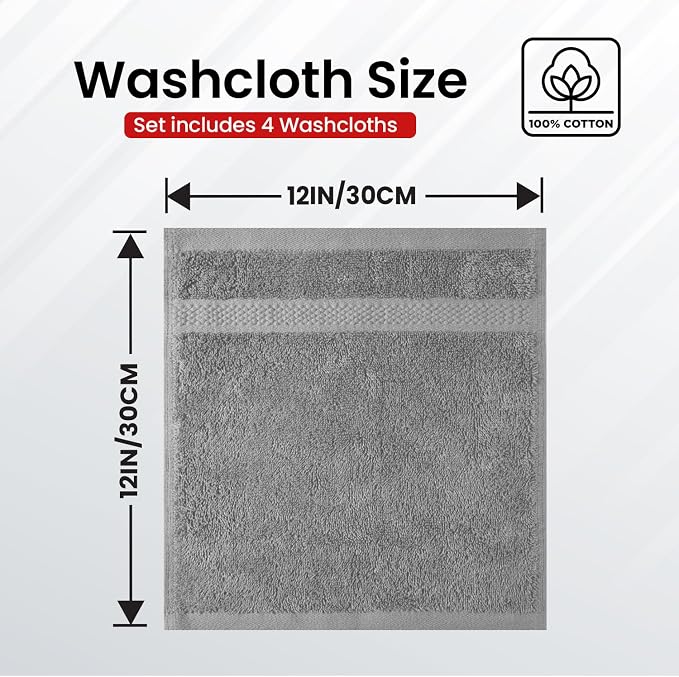 Infinitee Xclusives 100% Cotton Luxury Wash Cloths - Image 3