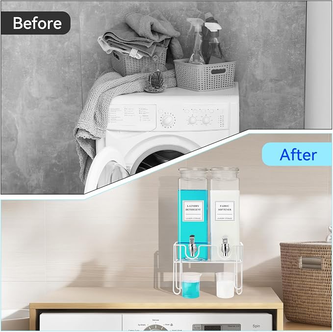 2 Pack Glass Laundry Detergent Dispenser, 76oz Containers - Image 6