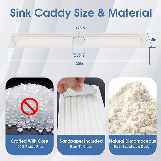 Stone Faucet Mat for Kitchen Sink, Silicone Faucet Handle Drip Catcher Tray Mat - Image 3
