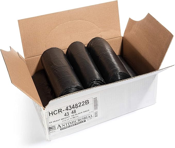 Aluf Plastics 56 Gal Black Trash Bags, 22 Micron - Image 2