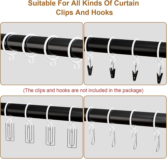 50 Pack White Metal Curtain Rings - Image 3