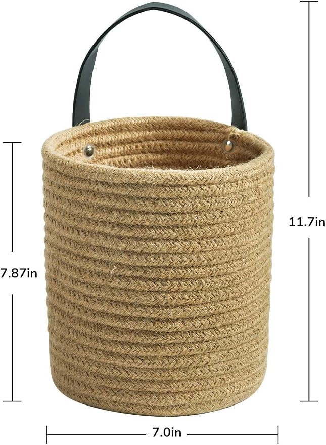 Goodpick 2 Pack Jute Wall Hanging Storage Baskets, Over Door Organizer - Image 3
