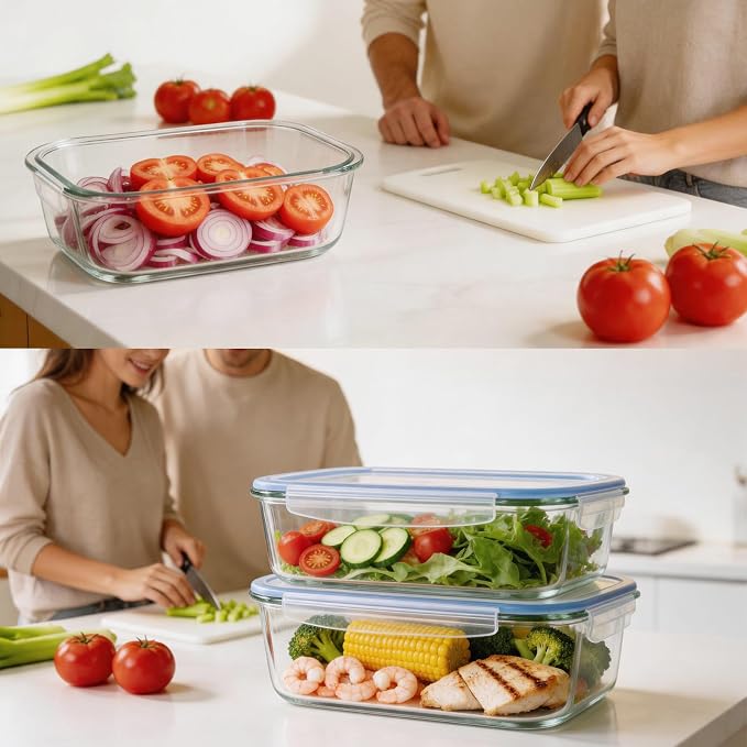 Liuruiyu 2 Pack 2260ml/76.4oz Glass Food Storage Containers - Image 6