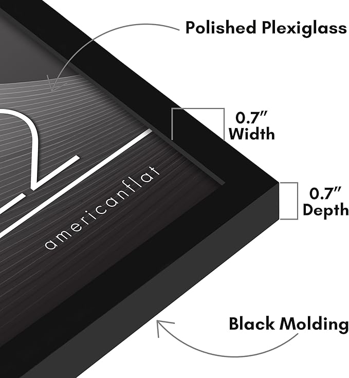 Americanflat 14x22 Picture Frame with Polished Plexiglass - Streamline Collection - Thin Border Picture Frame for Wall Display - Hanging Hardware Included - Black