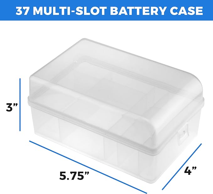 GlossyEnd Set of 2, 37 Slot Multi Battery Storage Box, Battery Storage Case - Image 4