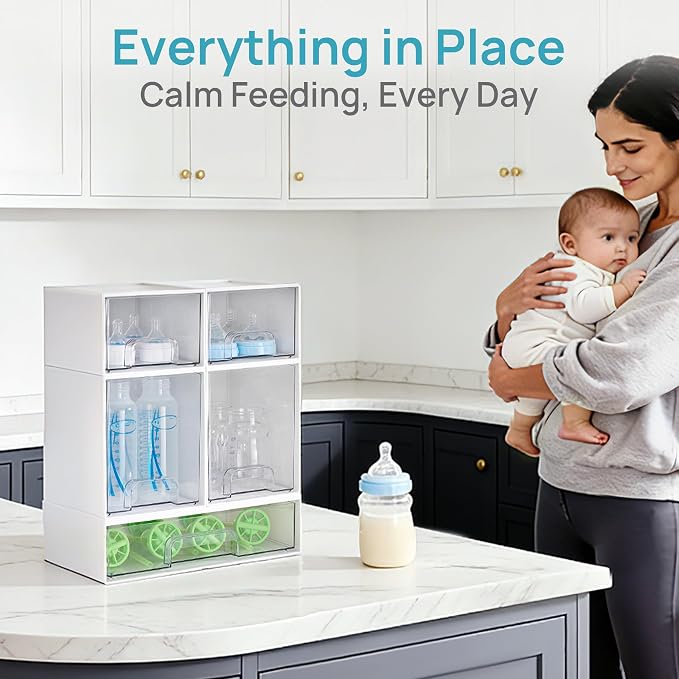 Vtopmart Stackable Storage Drawers Set of 5, Baby Bottle Organizer, Beauty - Image 8