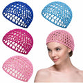 Geyoga 4 Pieces Mesh Crochet Hair Net Rayon Knit Snood Hat Thick Short Women Hairnet Snoods Cover Ornament for Sleeping (Royal Blue, Sky Blue, Rose Red,Pink)