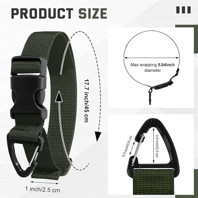 6 Pack Adjustable Extension Cord Holder Straps, Dark Green | 17 In Extension - Image 2