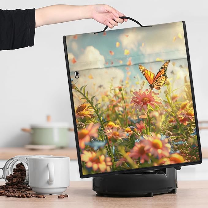 Kitchen Aid Mixer Cover Lovely Butterfly Flower Stand Mixer Cover Compatible with 6-8 Quarts Stand Mixers, Dust Covers with Zipper Pocket Foldable Washable Kitchen Aid Organizer Bag