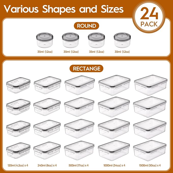 KEMETHY Large 48 Piece Food Storage Containers - Image 2