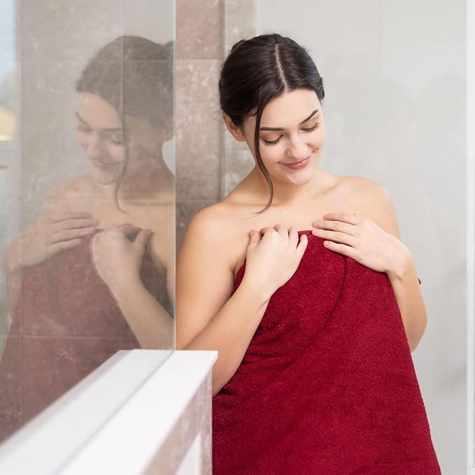 Hawmam Linen Red Bath Towels 4 Pack Soft and Absorbent - Image 6