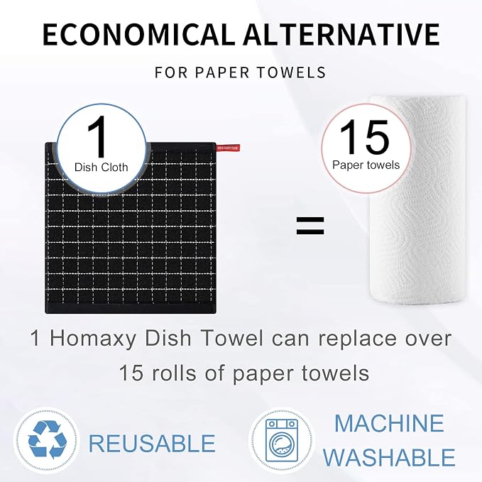 Homaxy 100% Cotton Terry Kitchen Dish Cloths, 6 Pack - Image 7