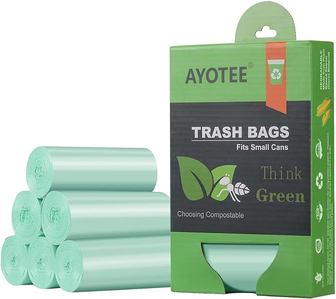AYOTEE 1.2 Gallon Small Trash Bags Compostable Garbage Bags, Strong Bathroom by AYOTEE