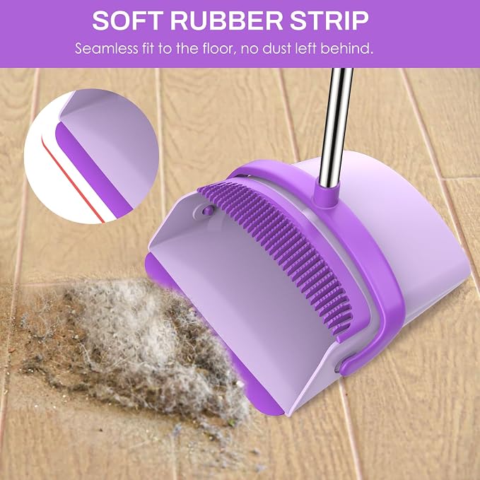 Broom and Dustpan Set for Home, 51-in Long Adjustable Handle Angle Broom and - Image 4