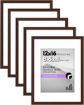 Americanflat 12x16 Picture Frame with Polished Plexiglass - Set of 5 - Use as 8.5x11 Frame with Mat or Display 12x16 Photo Without Mat - Galleria Collection - Picture Frames for Wall - Mahogany