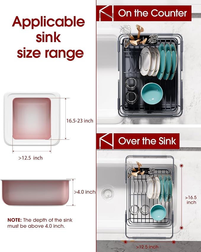 Sakugi Extendable Dish Drying Rack Over Sink - Image 2
